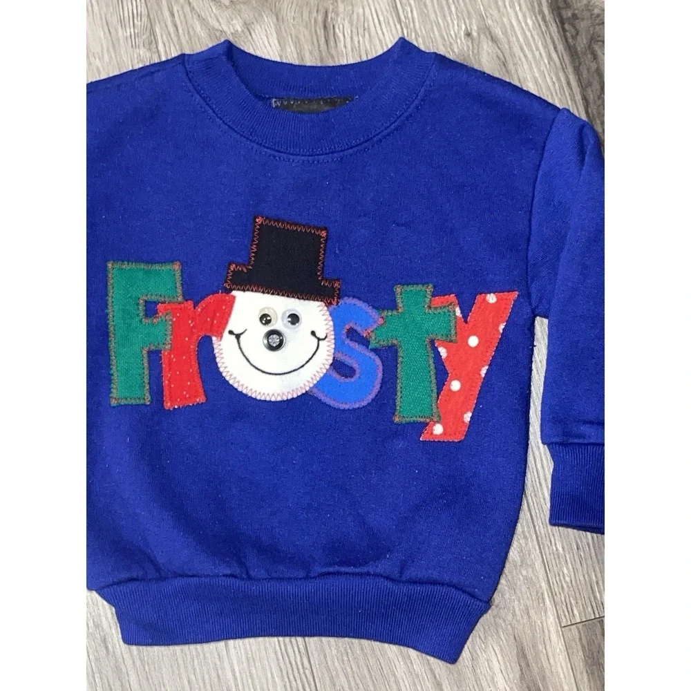 Vintage Baby FROSTY The Snowman Sweatshirt With Googly Eyes & Button Nose 18 Mth